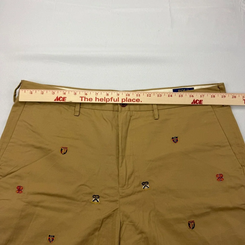Polo Ralph Lauren Shorts Mens 38 Tan Embroidered Crest Stretch Classic Fit Chino